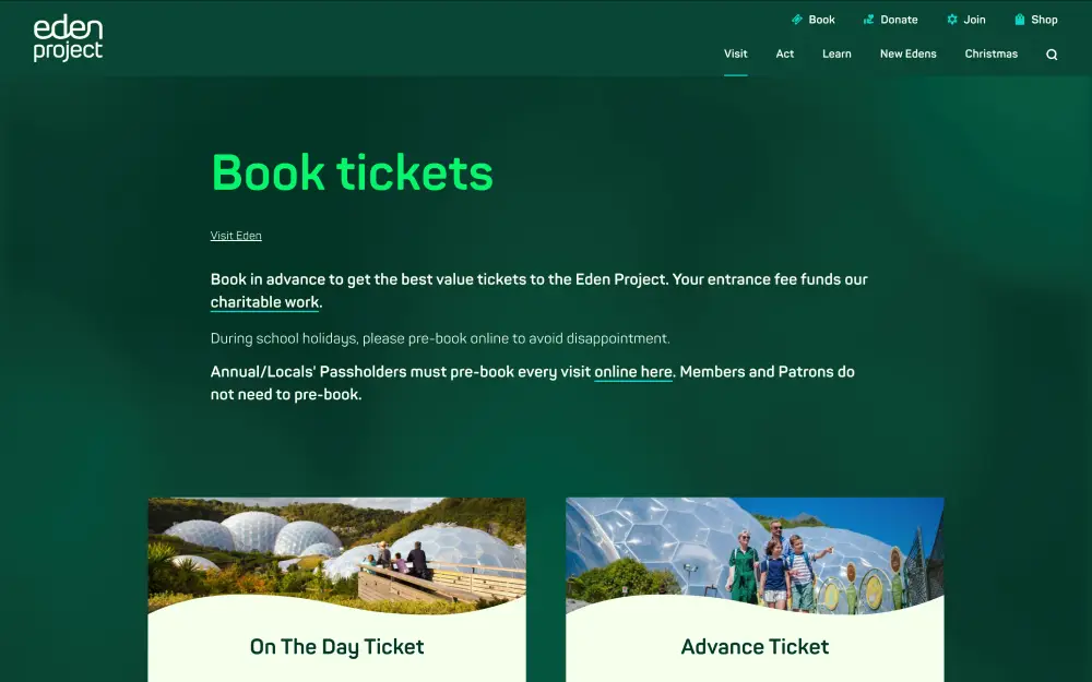 Eden Project website screenshot