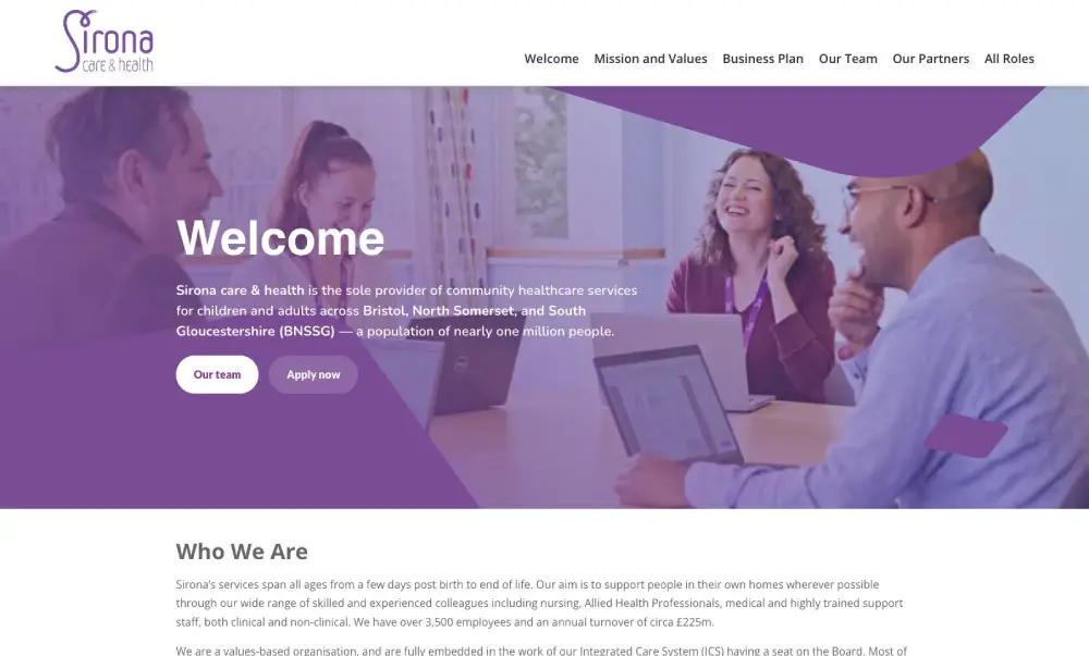 Sirona Appointments website screenshot